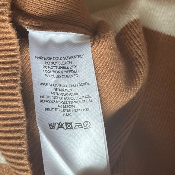 Maeve (Anthropologie) Beige & White Striped Sweater Vest with Open Collar - Picture 7 of 10